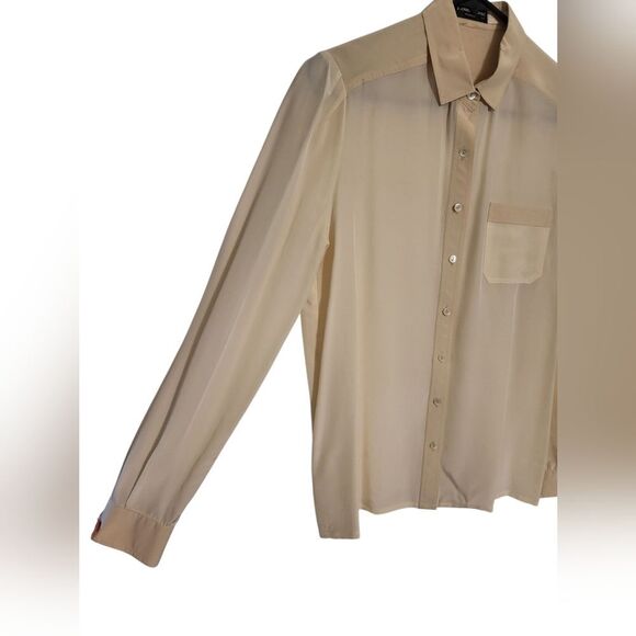 #71 Louis Feraud Creed's Toronto 100% Silk Ladies Cream Blouse, EU 38 US 6/8 - Picture 3 of 6